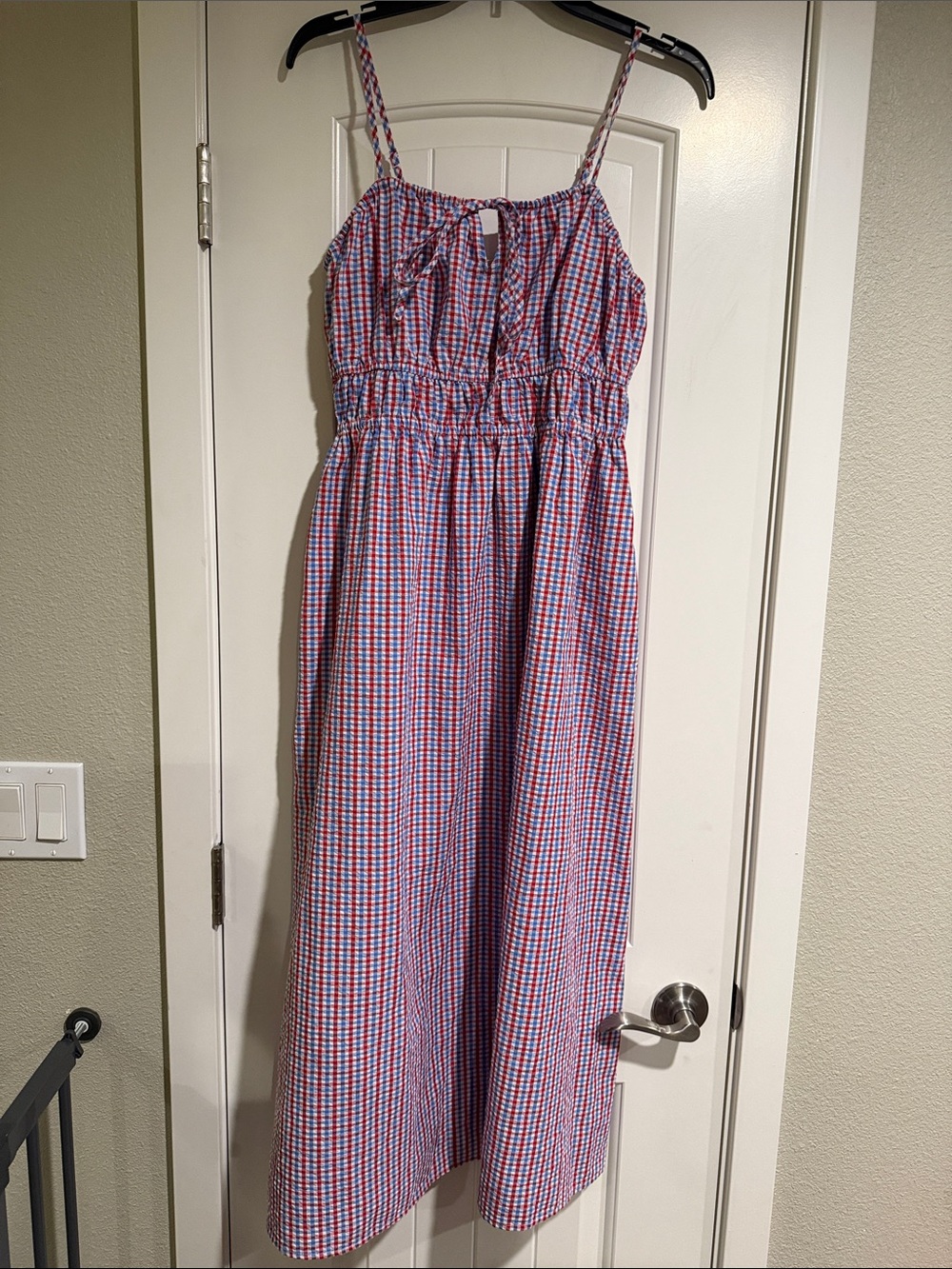 Women’s Red and Blue Check Maxi Sundress